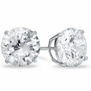 Renaissance Collection 14k White Gold CZ Stud Earrings